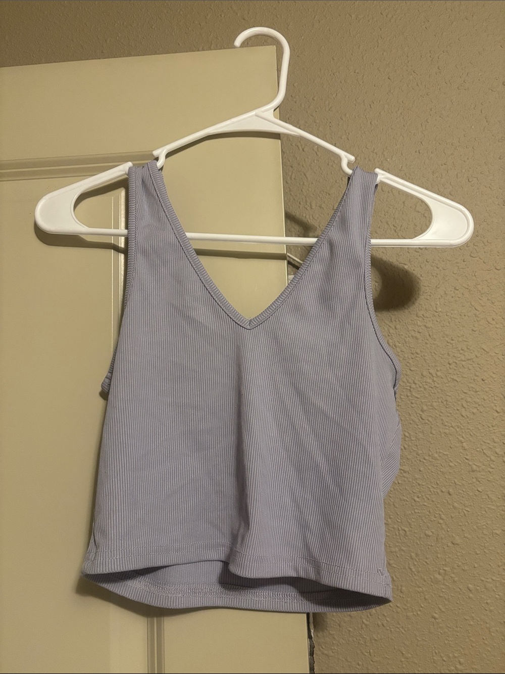 V-Neck Ribbed Tank Top - Lavender